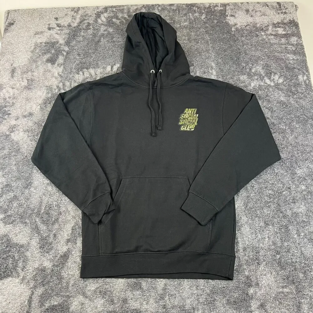 Anti Social Social Club ASSC Plain Sight Camo Black Hoodie Sweatshirt Mens M NWT